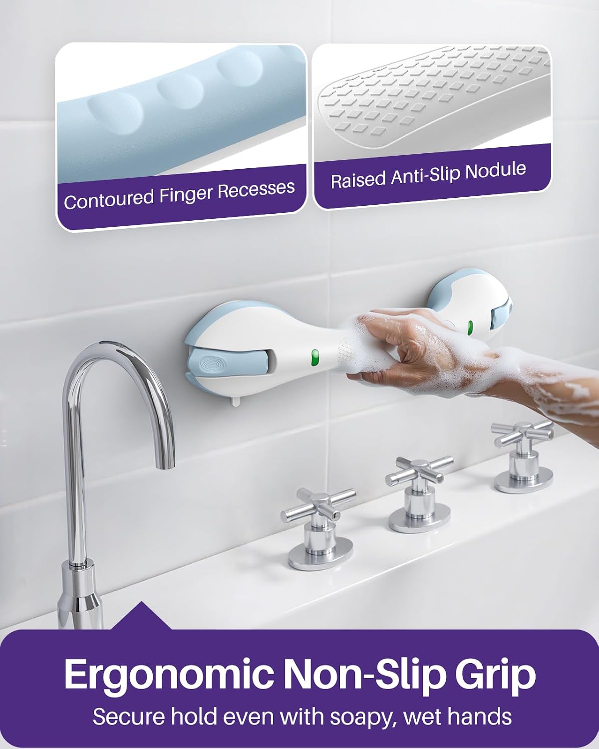 Shower Grab Bars, 17.5in Safety Indicators, Stronger Suction