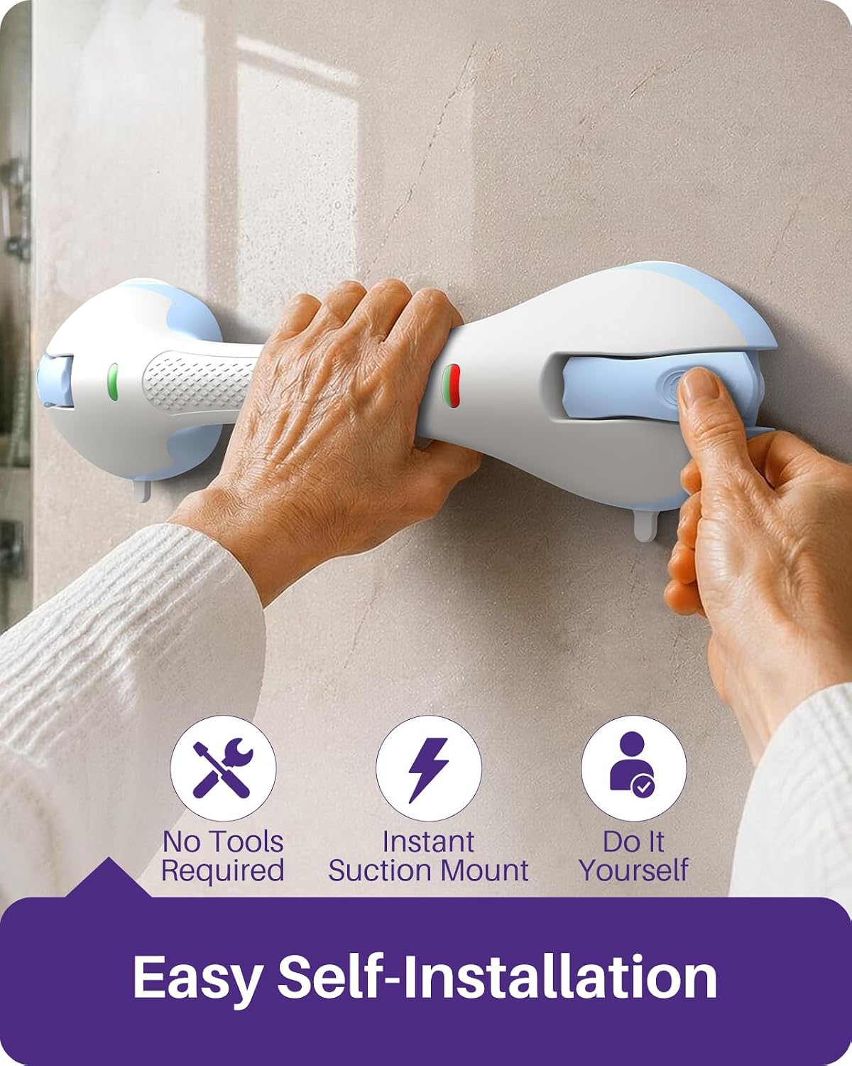 Shower Grab Bars, 17.5in Safety Indicators, Stronger Suction
