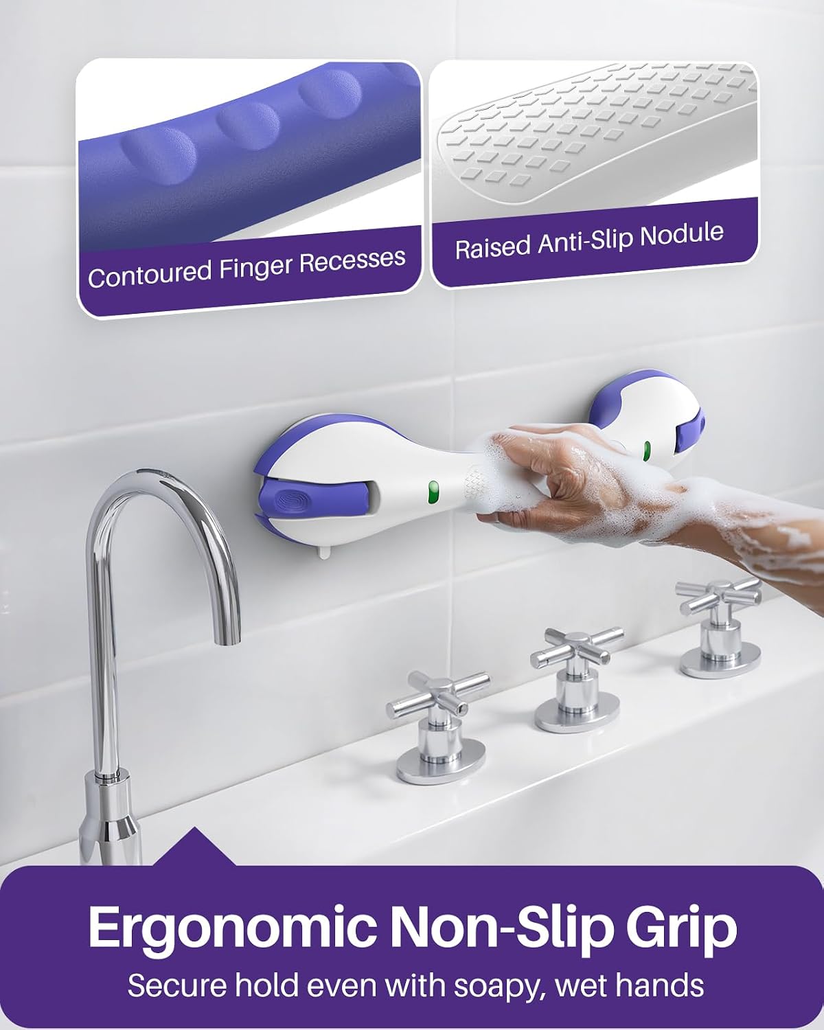 Shower Grab Bars, 17.5in Safety Indicators, Stronger Suction