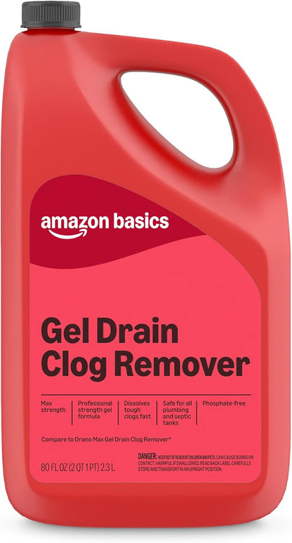Max Strength Drain Cleaner Hair Clog Remover Gel - Unclogs Hair and Grease, 80 Fl Oz, Packaging May Vary