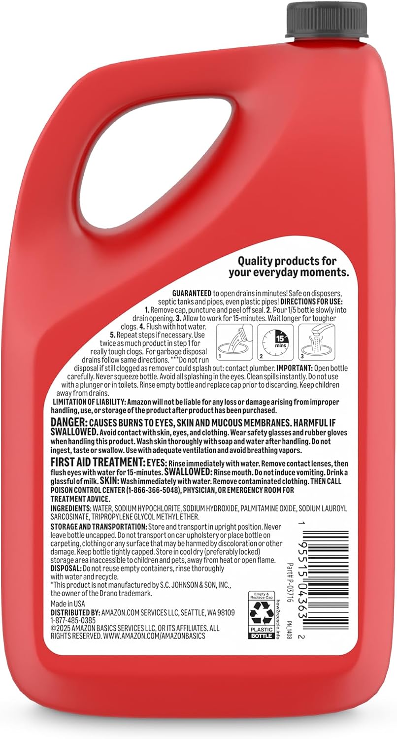Max Strength Drain Cleaner Hair Clog Remover Gel - Unclogs Hair and Grease, 80 Fl Oz, Packaging May Vary