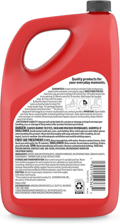 Max Strength Drain Cleaner Hair Clog Remover Gel - Unclogs Hair and Grease, 80 Fl Oz, Packaging May Vary