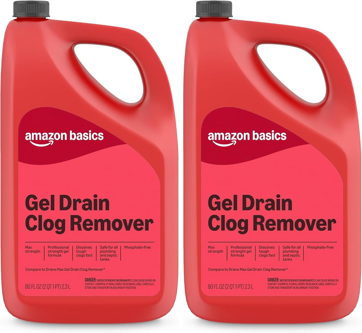 Max Strength Drain Cleaner Hair Clog Remover Gel - Unclogs Hair and Grease, 80 Fl Oz, Packaging May Vary