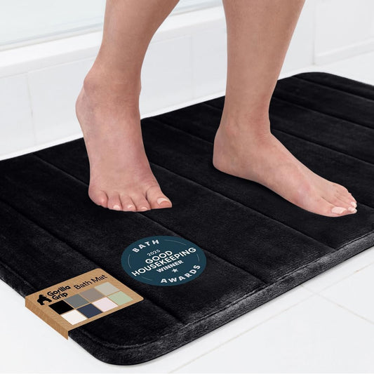 Absorbent Memory Foam Bath and Shower Mat, 24x17 Champagne