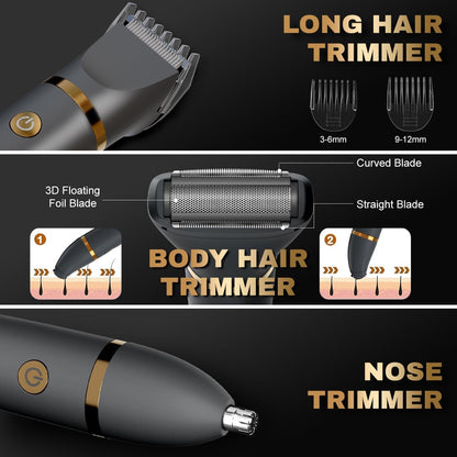Men Ball Shaver, 3-in-1 Titanium Blade Pubic Trimmer IPX7 Wet Dry Electric Razor