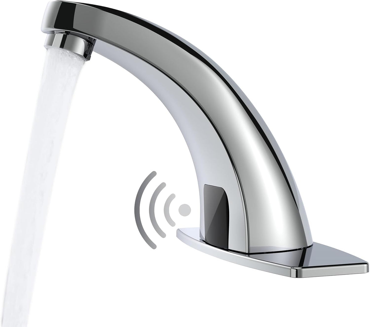 Touchless Bathroom Faucet, Sensor Faucets, Brushed Nickel | Automatic Bathroom Sink Faucet, Motion Commercial Hands Free, Battery or Plug-in Powered, Control Box and Temperature Mixer