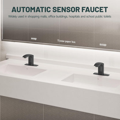 Touchless Bathroom Faucet, Sensor Faucets, Brushed Nickel | Automatic Bathroom Sink Faucet, Motion Commercial Hands Free, Battery or Plug-in Powered, Control Box and Temperature Mixer
