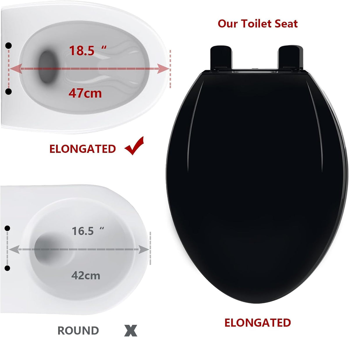 Elongated Toilet Seat with Built In Potty Training Seat, 19 Inch White Family Toilet Seat, Slow Close Plastic Toilet Cover for Adults and Toddlers, Easy Clean Seat