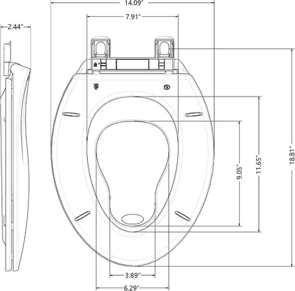 Elongated Toilet Seat with Built In Potty Training Seat, 19 Inch White Family Toilet Seat, Slow Close Plastic Toilet Cover for Adults and Toddlers, Easy Clean Seat