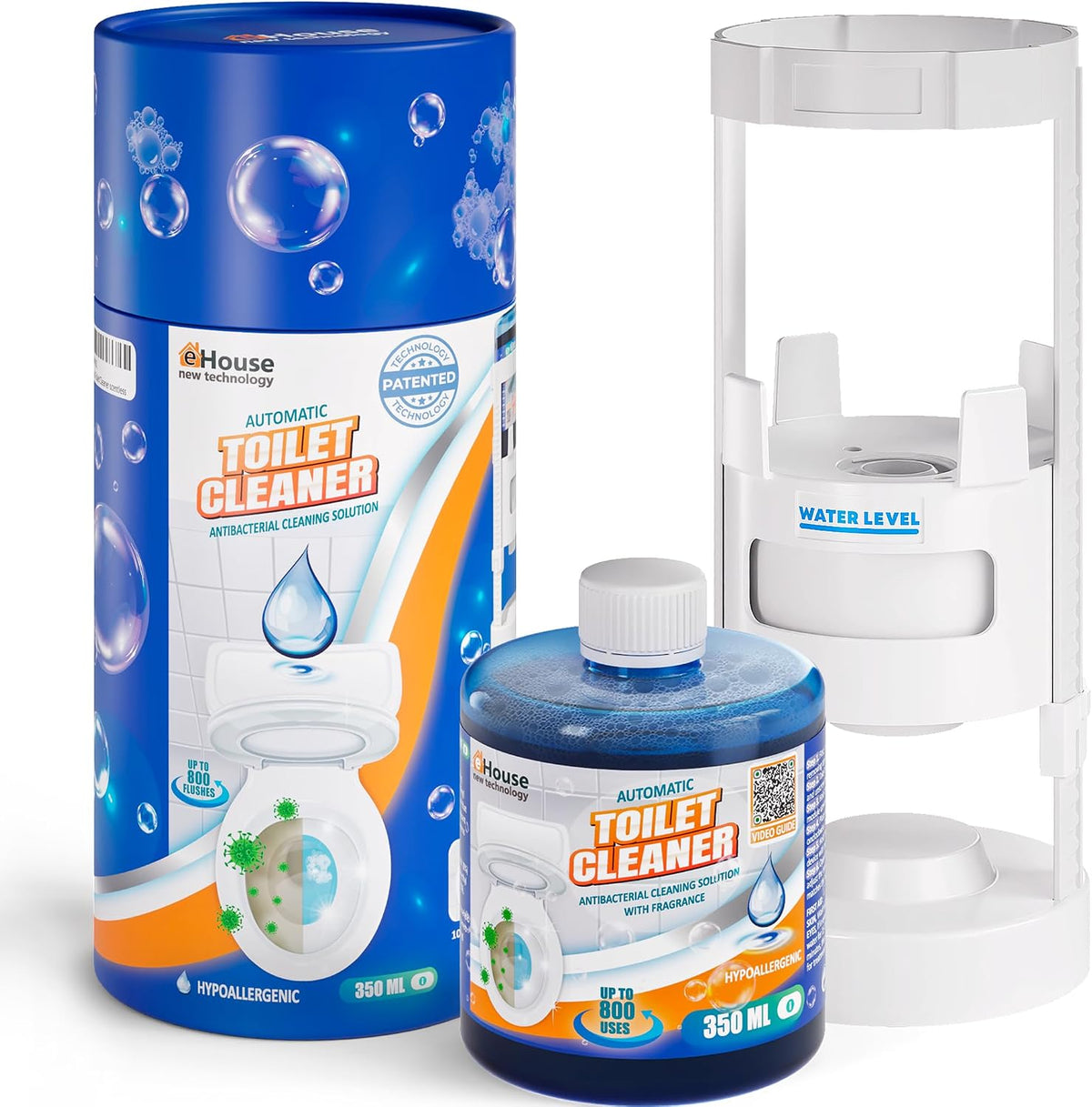 Automatic Toilet Bowl Cleaner with Refill — Antibacterial Flush-Activated Cleaning System, Toilet Cleaners for Hard Water, Helps Remove Rust & Limescale, Long-Lasting Performance & Unscented Formula