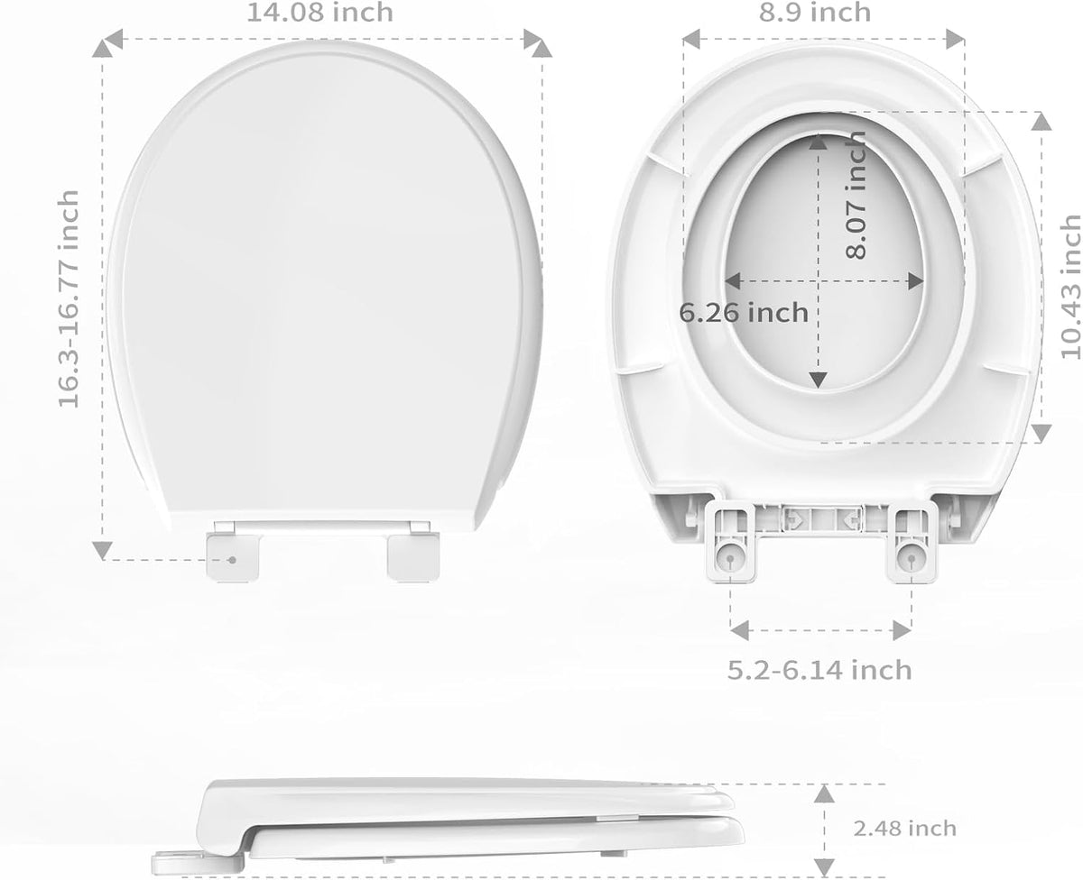 Round Toilet Seat with Built-In Toddler Seat, White