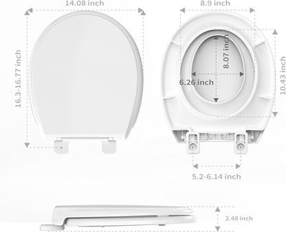 Round Toilet Seat with Built-In Toddler Seat, White