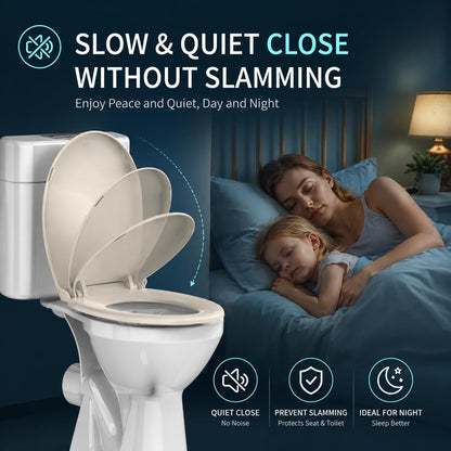 Round Toilet Seat with Built-In Toddler Seat, White