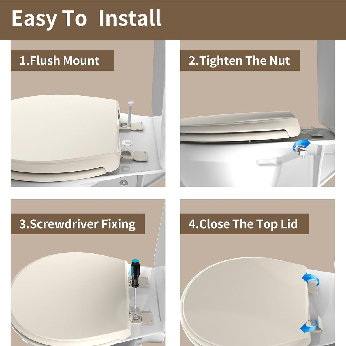 Round Toilet Seat with Built-In Toddler Seat, White