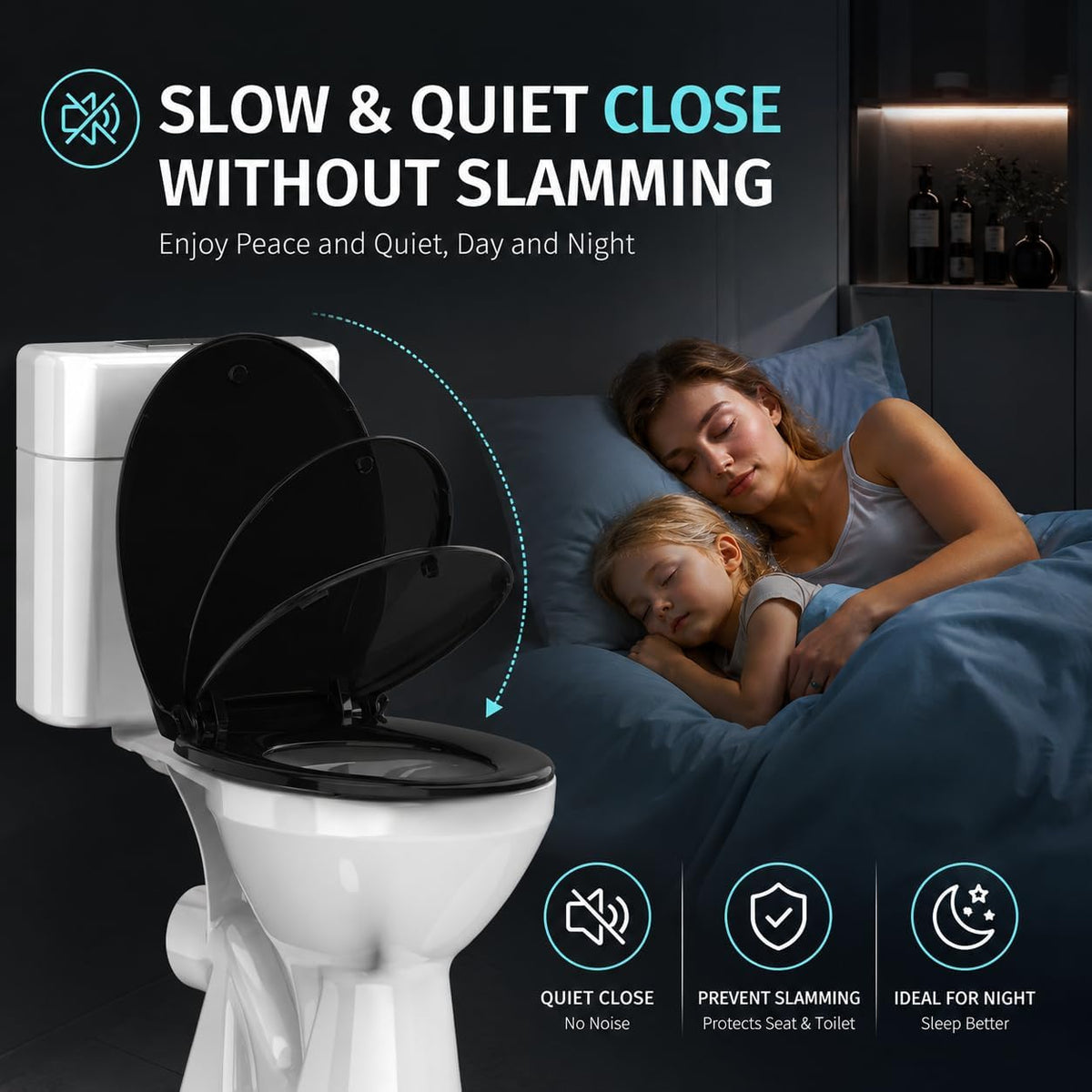Round Toilet Seat with Built-In Toddler Seat, White