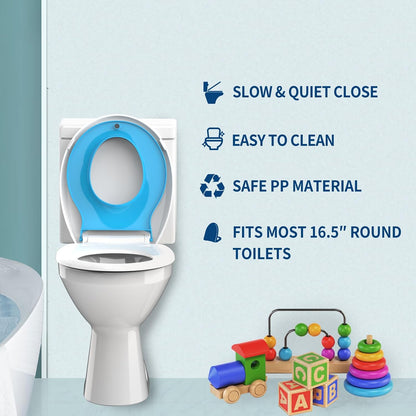 Round Toilet Seat with Built-In Toddler Seat, White