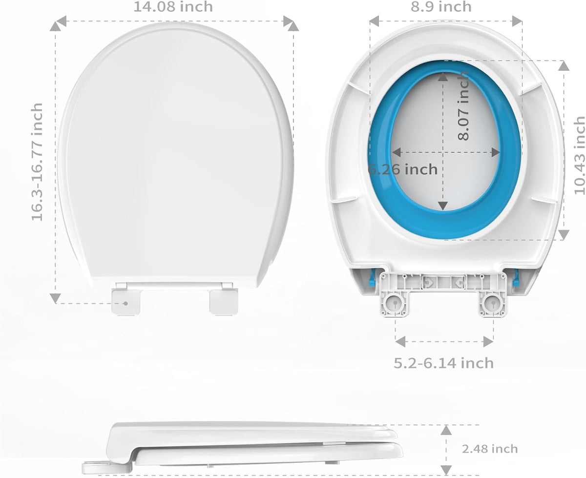 Round Toilet Seat with Built-In Toddler Seat, White