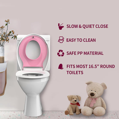 Round Toilet Seat with Built-In Toddler Seat, White