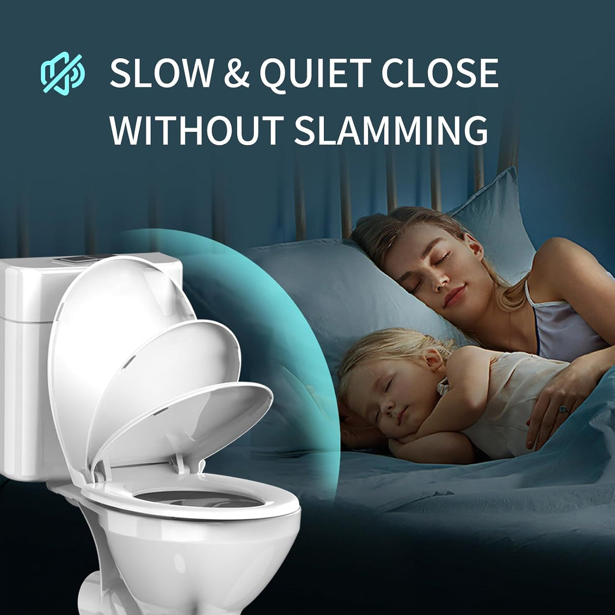 Round Toilet Seat with Built-In Toddler Seat, White