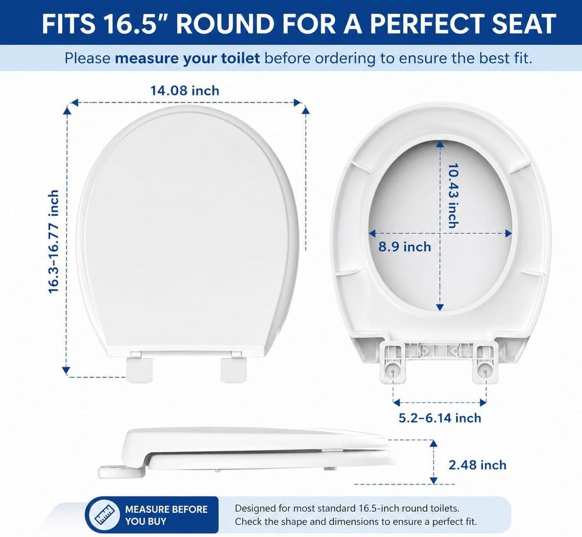 Round Toilet Seat with Built-In Toddler Seat, White