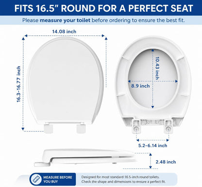 Round Toilet Seat with Built-In Toddler Seat, White