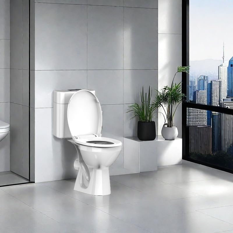 Round Toilet Seat with Built-In Toddler Seat, White