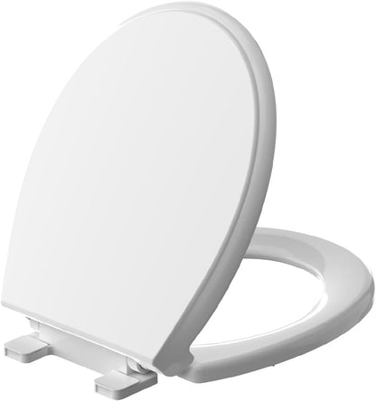 Round Toilet Seat with Built-In Toddler Seat, White
