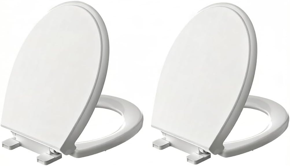 Round Toilet Seat with Built-In Toddler Seat, White