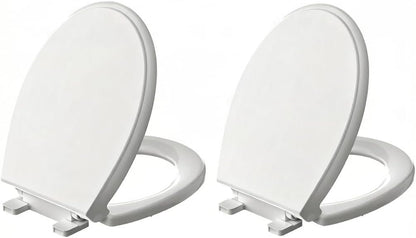 Round Toilet Seat with Built-In Toddler Seat, White