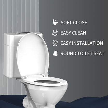 Round Toilet Seat with Built-In Toddler Seat, White