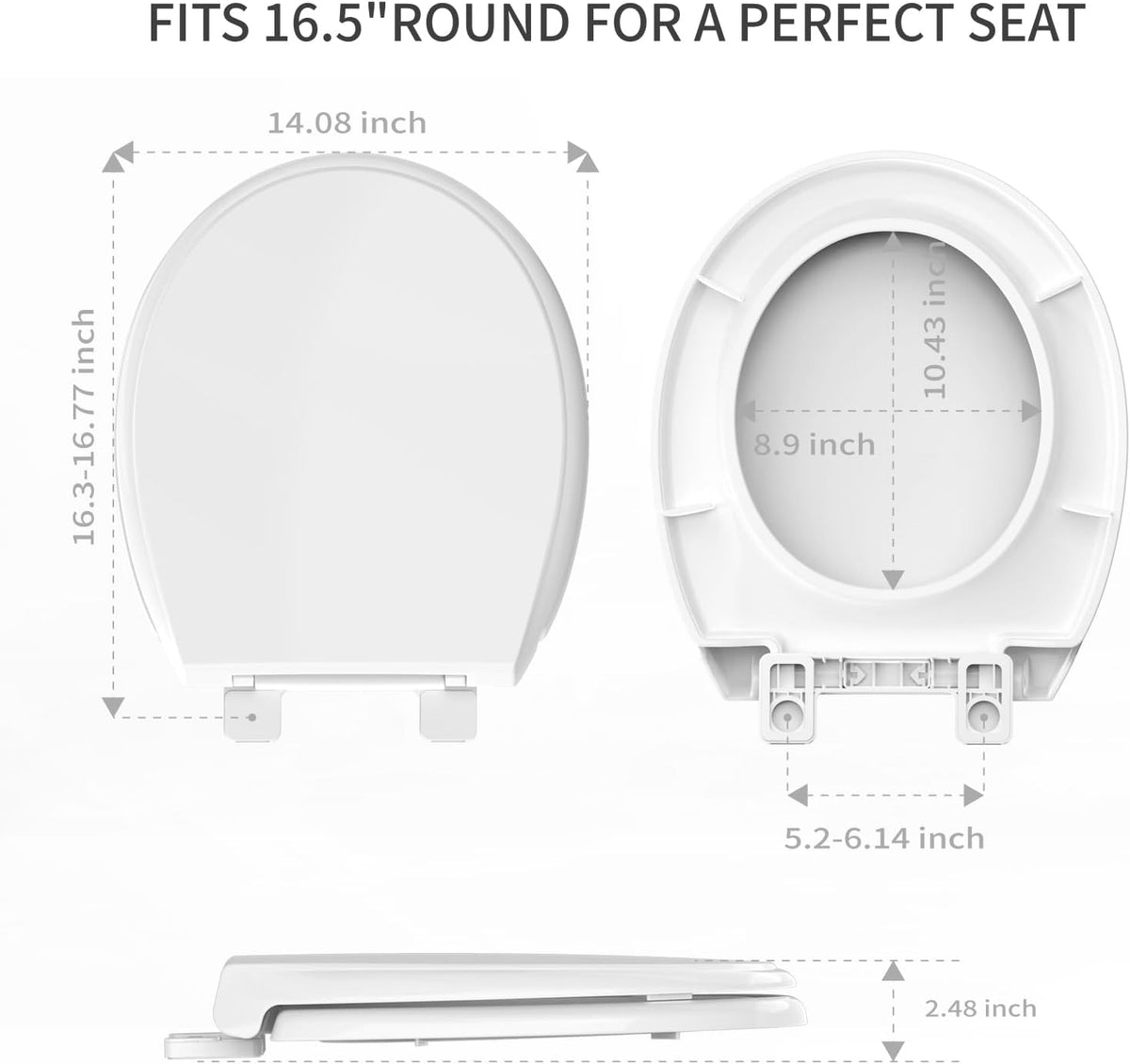 Round Toilet Seat with Built-In Toddler Seat, White