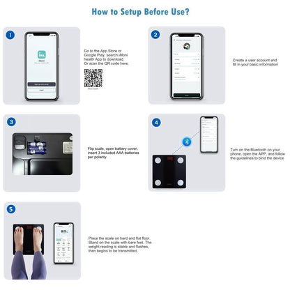 Bathroom Scale Smart Digital Bluetooth Scales for Body Weight