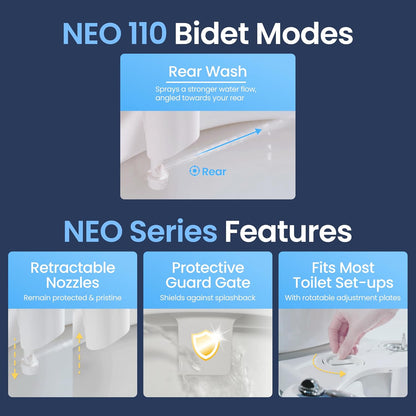 NEO 110 - Non-Electric Bidet Attachment for Toilet Seat, White