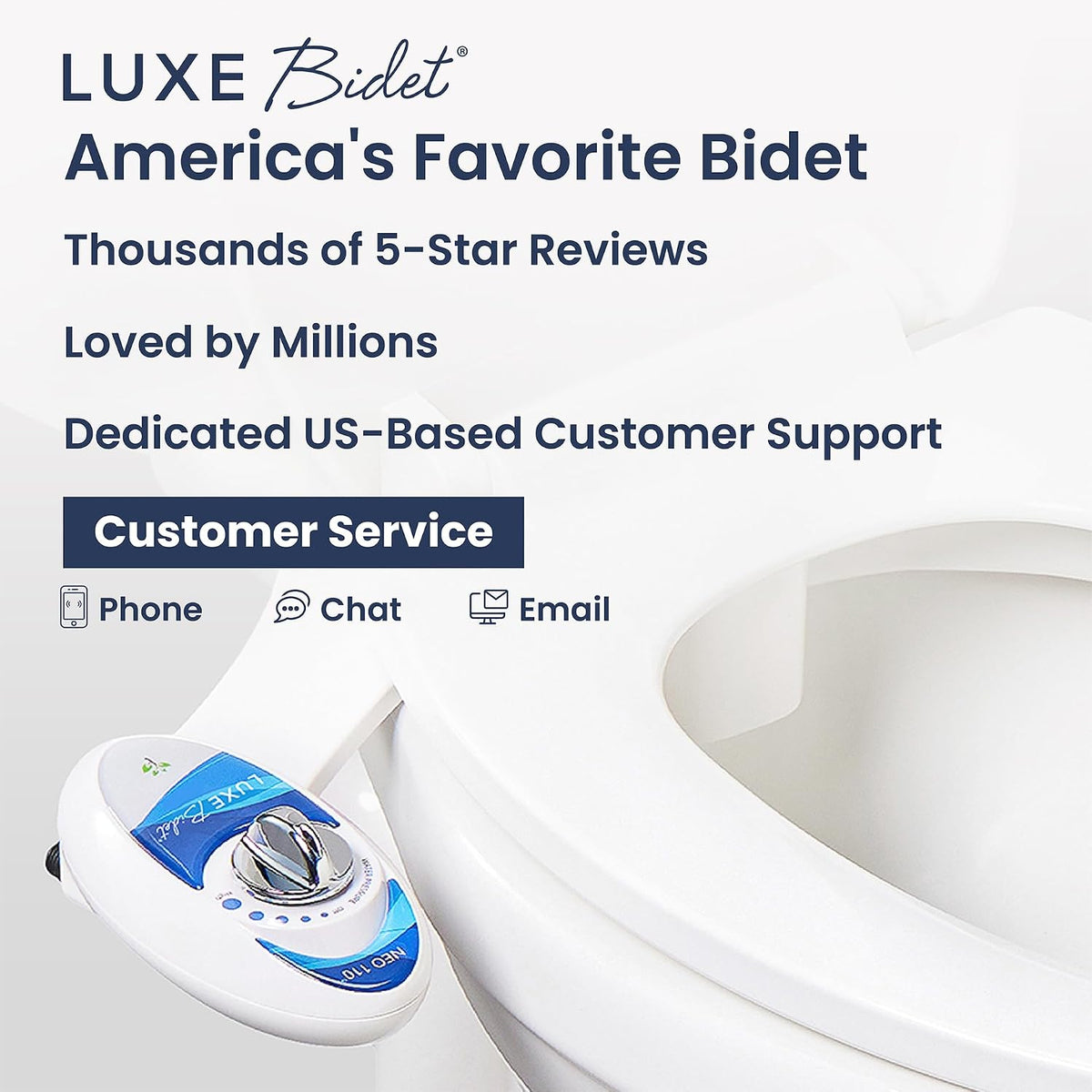 NEO 110 - Non-Electric Bidet Attachment for Toilet Seat, White