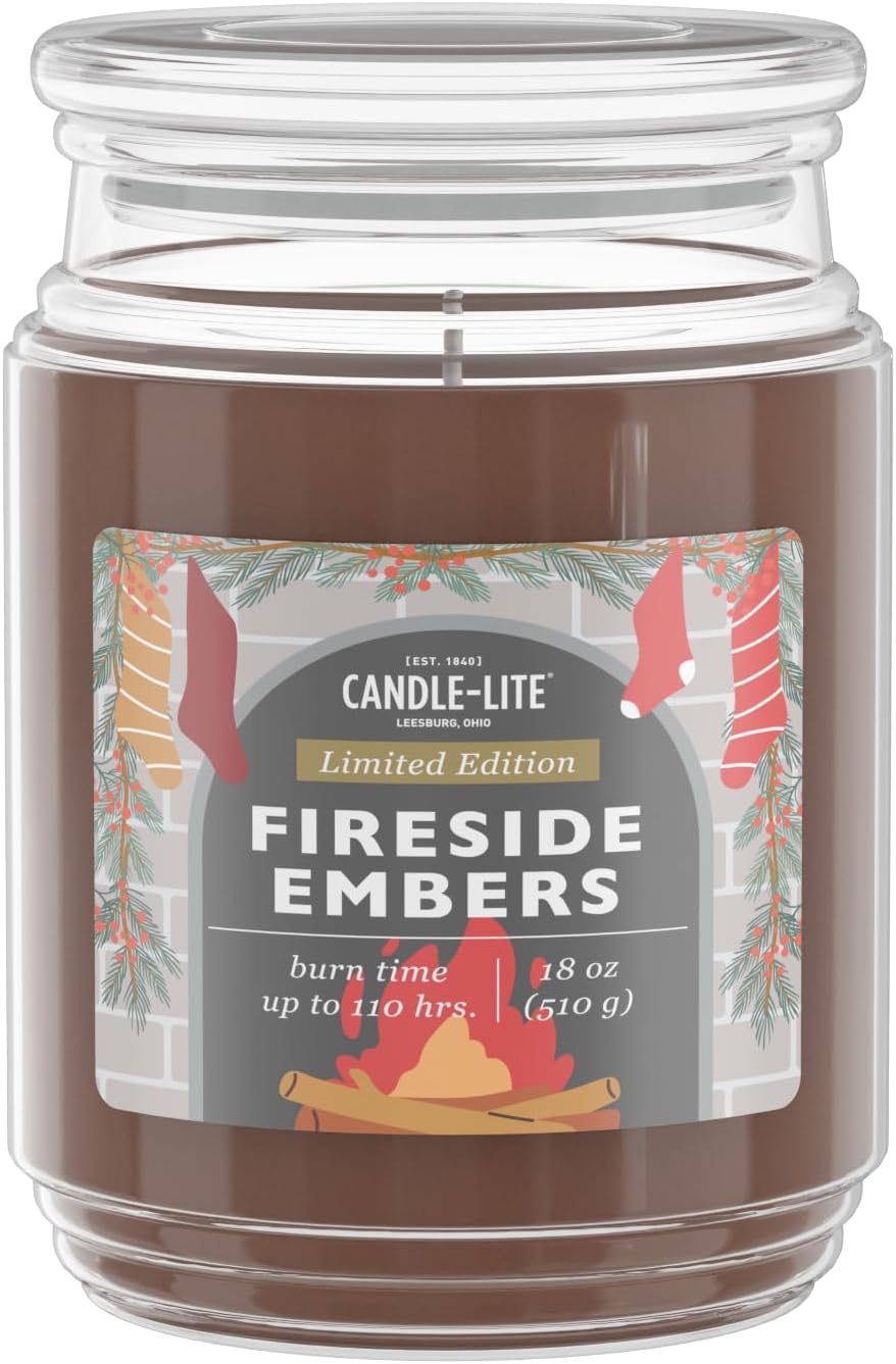 Candle-lite Scented Candles, Saltwater Lotus Fragrance, One 18 oz. Single-Wick Aromatherapy Candle with 110 Hours of Burn Time, White Color