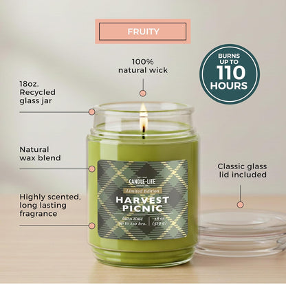 Candle-lite Scented Candles, Saltwater Lotus Fragrance, One 18 oz. Single-Wick Aromatherapy Candle with 110 Hours of Burn Time, White Color