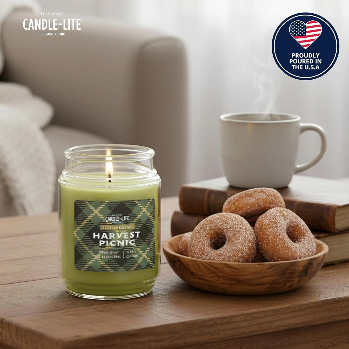 Candle-lite Scented Candles, Saltwater Lotus Fragrance, One 18 oz. Single-Wick Aromatherapy Candle with 110 Hours of Burn Time, White Color