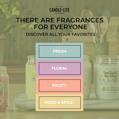 Candle-lite Scented Candles, Saltwater Lotus Fragrance, One 18 oz. Single-Wick Aromatherapy Candle with 110 Hours of Burn Time, White Color