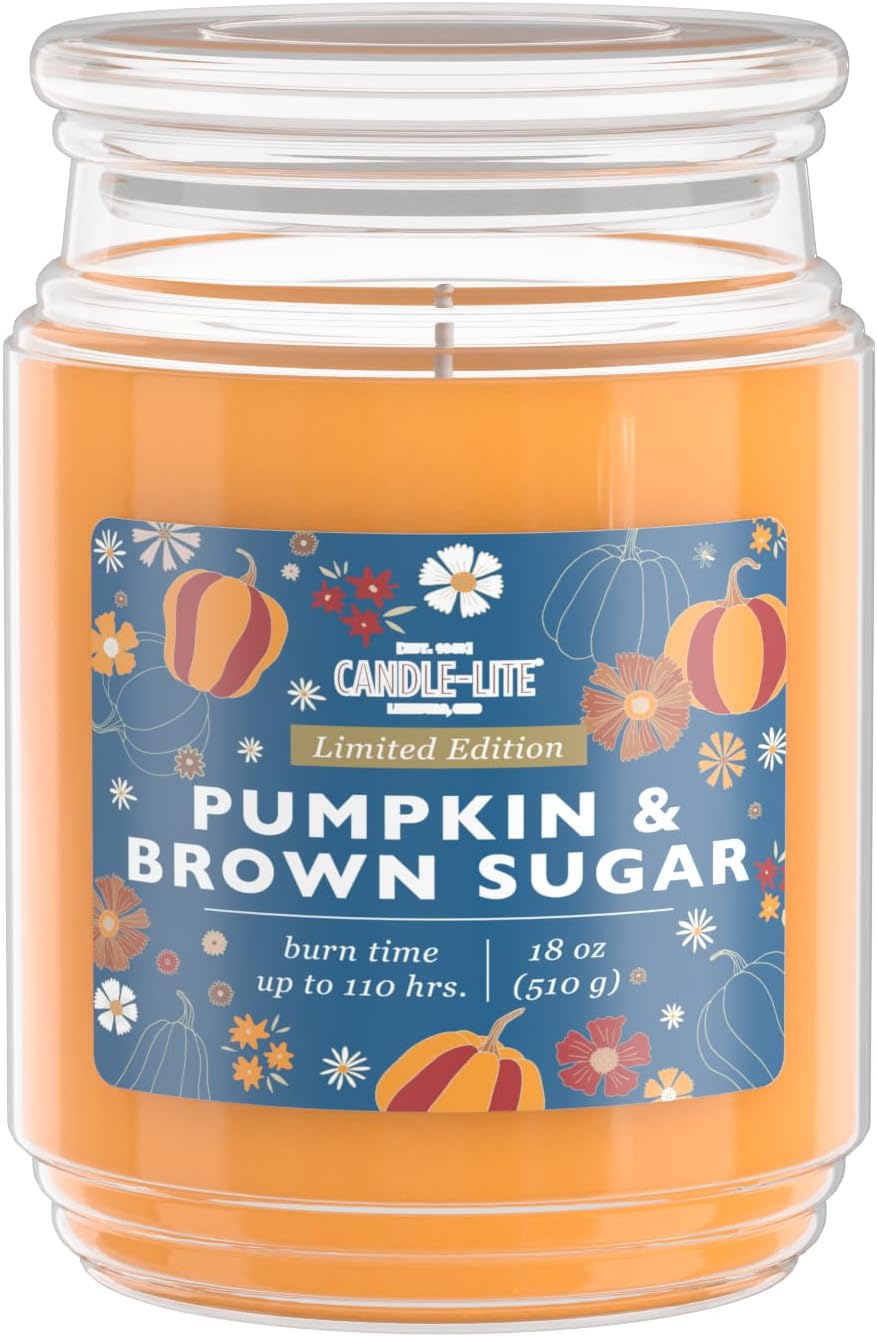 Candle-lite Scented Candles, Saltwater Lotus Fragrance, One 18 oz. Single-Wick Aromatherapy Candle with 110 Hours of Burn Time, White Color