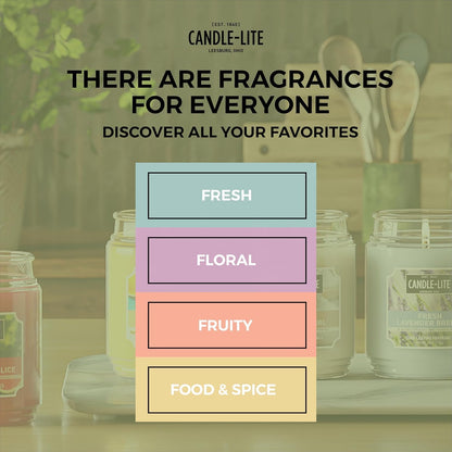 Candle-lite Scented Candles, Saltwater Lotus Fragrance, One 18 oz. Single-Wick Aromatherapy Candle with 110 Hours of Burn Time, White Color