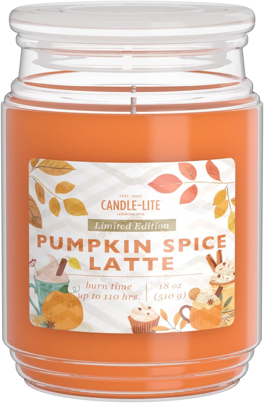 Candle-lite Scented Candles, Saltwater Lotus Fragrance, One 18 oz. Single-Wick Aromatherapy Candle with 110 Hours of Burn Time, White Color