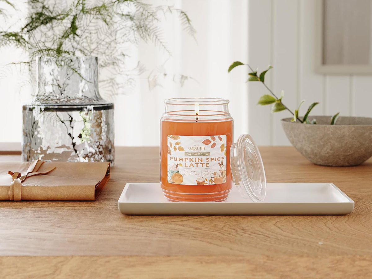 Candle-lite Scented Candles, Saltwater Lotus Fragrance, One 18 oz. Single-Wick Aromatherapy Candle with 110 Hours of Burn Time, White Color