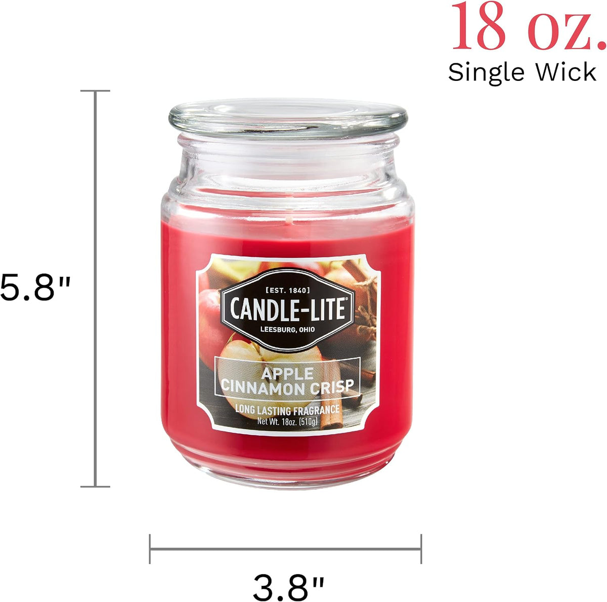 Candle-lite Scented Candles, Saltwater Lotus Fragrance, One 18 oz. Single-Wick Aromatherapy Candle with 110 Hours of Burn Time, White Color