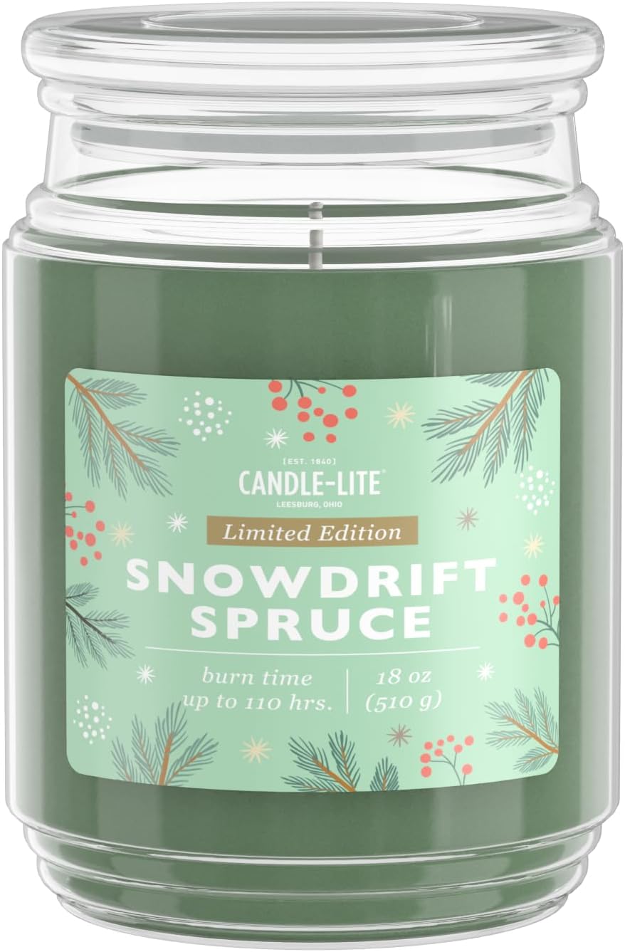 Candle-lite Scented Candles, Saltwater Lotus Fragrance, One 18 oz. Single-Wick Aromatherapy Candle with 110 Hours of Burn Time, White Color