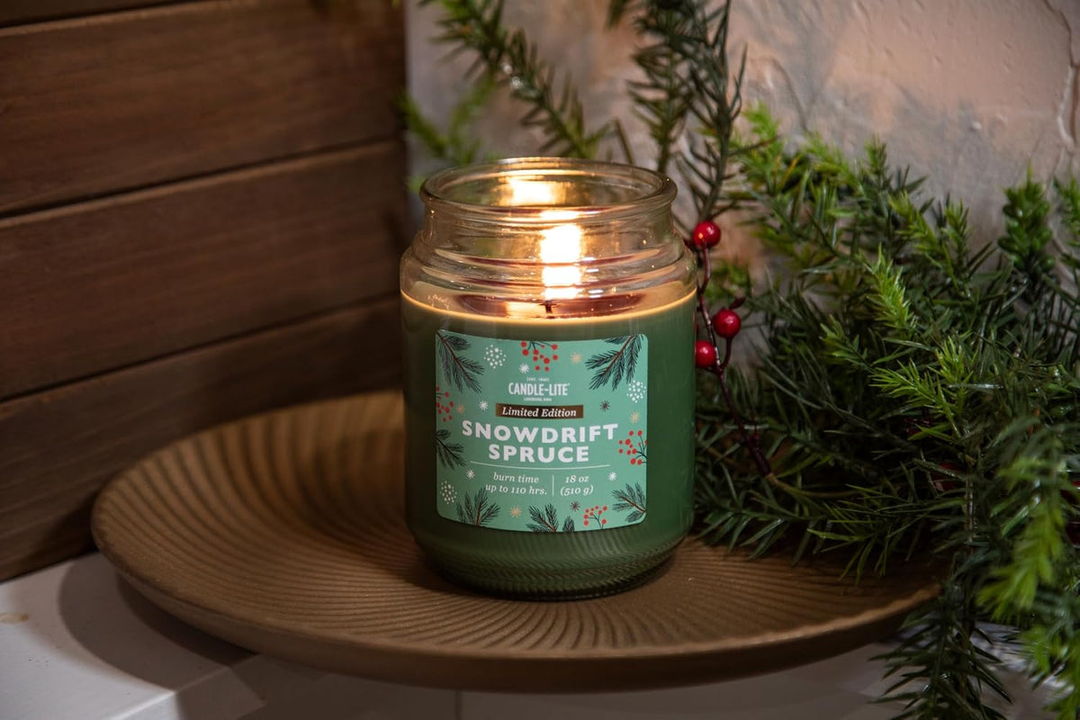 Candle-lite Scented Candles, Saltwater Lotus Fragrance, One 18 oz. Single-Wick Aromatherapy Candle with 110 Hours of Burn Time, White Color