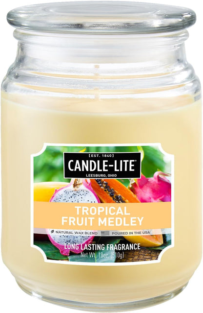 Candle-lite Scented Candles, Saltwater Lotus Fragrance, One 18 oz. Single-Wick Aromatherapy Candle with 110 Hours of Burn Time, White Color
