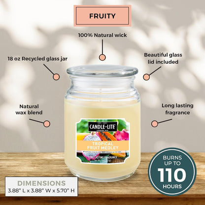 Candle-lite Scented Candles, Saltwater Lotus Fragrance, One 18 oz. Single-Wick Aromatherapy Candle with 110 Hours of Burn Time, White Color