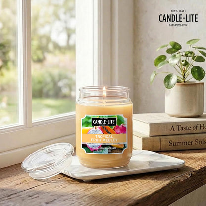 Candle-lite Scented Candles, Saltwater Lotus Fragrance, One 18 oz. Single-Wick Aromatherapy Candle with 110 Hours of Burn Time, White Color
