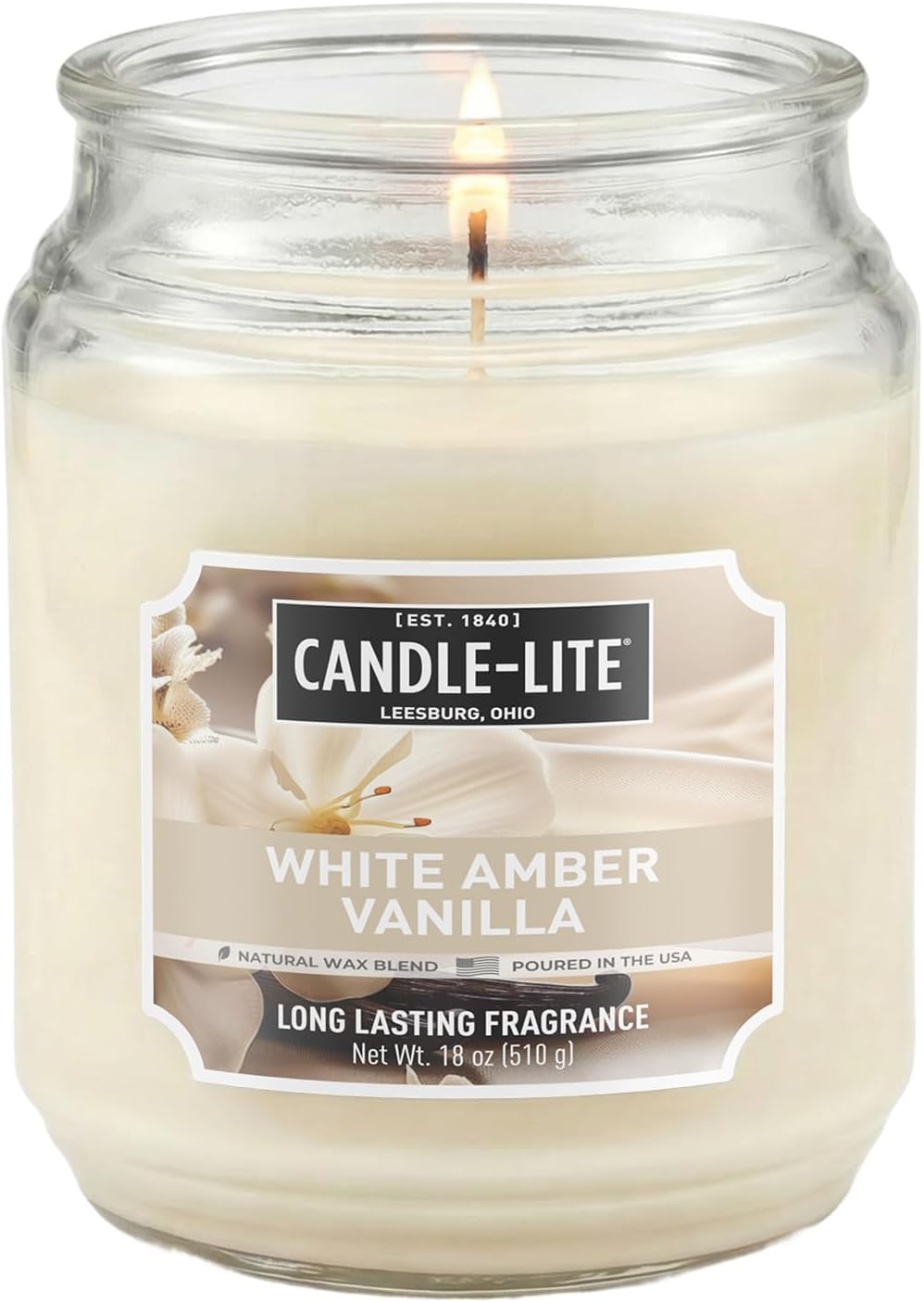 Candle-lite Scented Candles, Saltwater Lotus Fragrance, One 18 oz. Single-Wick Aromatherapy Candle with 110 Hours of Burn Time, White Color