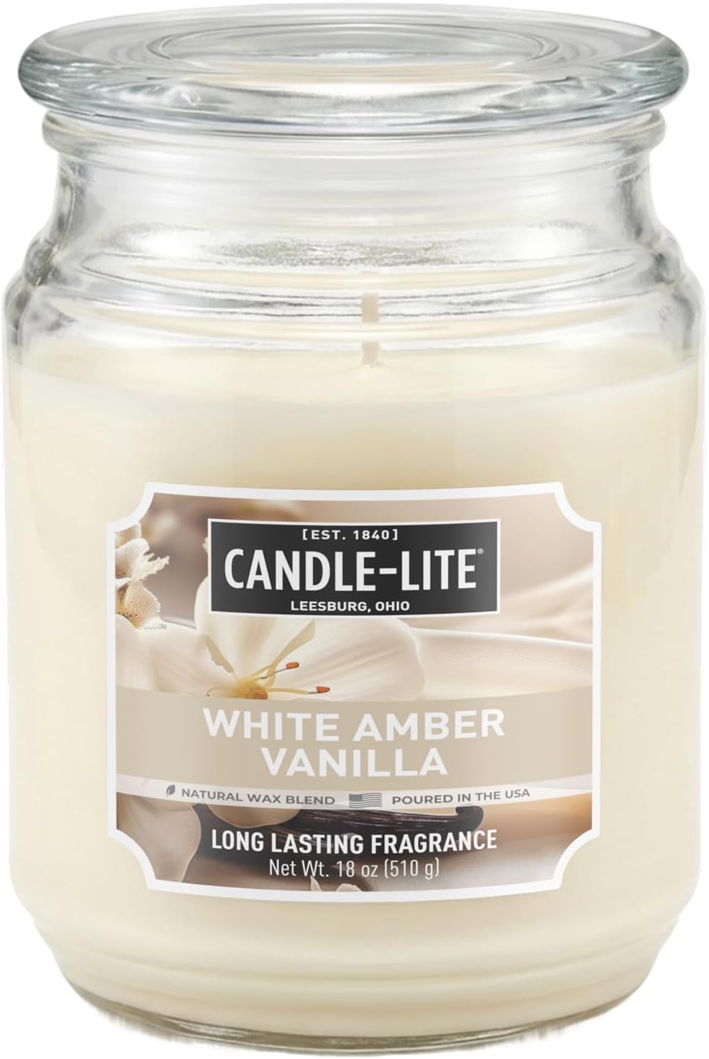 Candle-lite Scented Candles, Saltwater Lotus Fragrance, One 18 oz. Single-Wick Aromatherapy Candle with 110 Hours of Burn Time, White Color